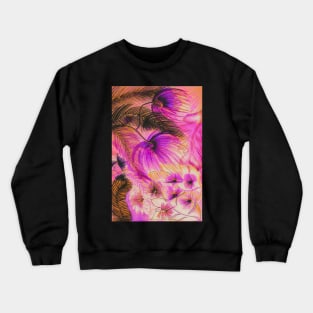 muted fushia tropical ferns palms, hazy summer print Crewneck Sweatshirt